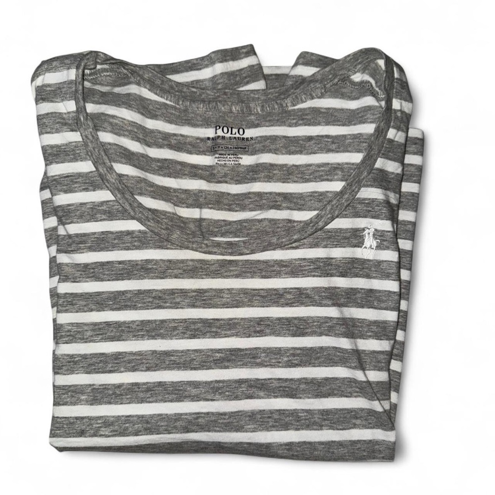 Polo Ralph Lauren Gray and White Striped Tee